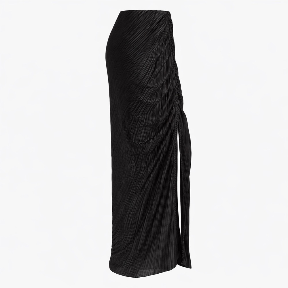 Good American Always Fit Plissé Maxi Coverup Skirt Black Sz 5/6 (2X/3X) Vacation - Picture 4 of 10